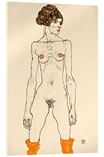 Quadro em acrílico Standing Female Nude with Orange Coloured Stockings