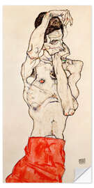 Muursticker Standing Male Nude with a Red Loincloth