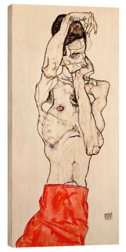 Quadro de madeira Standing Male Nude with a Red Loincloth