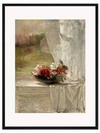 Gerahmter Kunstdruck Blumen auf einer Fensterleiste