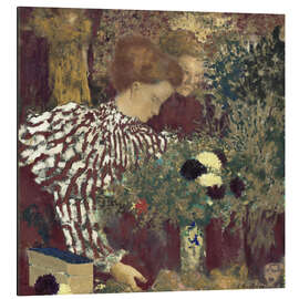 Magnettafel Frau in einem gestreiften Kleid