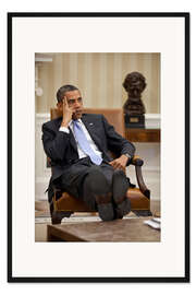 Gerahmter Kunstdruck Präsident Barack Obama im Oval Office