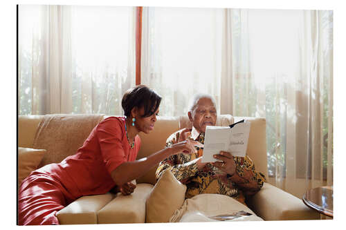 Aluminiumsbilde Michelle Obama with Nelson Mandela