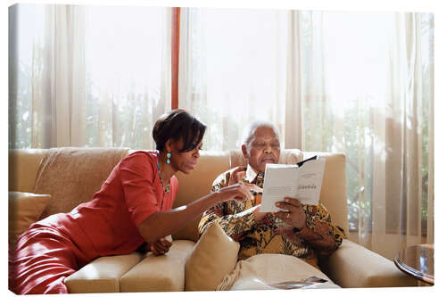 Canvas print Michelle Obama with Nelson Mandela