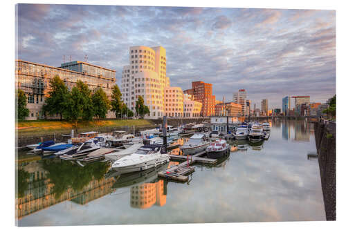 Acrylglasbild Abendsonne im Medienhafen Düsseldorf