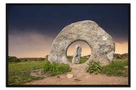 Gerahmter Kunstdruck Bronzezeit Monument Men-an-Tol in Cornwall (England)