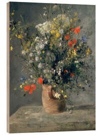 Wood print  Flowers in a Vase, 1866 - Pierre-Auguste Renoir