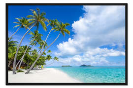 Gerahmter Kunstdruck Palmen am Strand mit türkisblauem Wasser