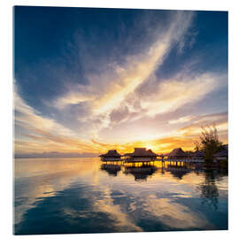 Cuadro de metacrilato Romantic sunset on a beach, French Polynesia