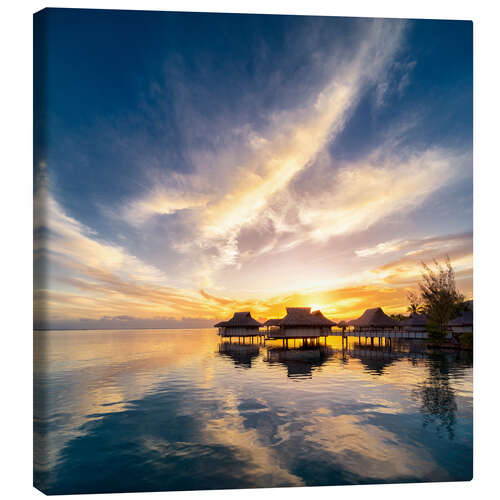 Obraz na płótnie Romantic sunset on a beach, French Polynesia