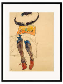 Gerahmter Kunstdruck Akt mit Hut