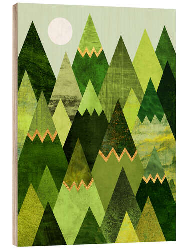 Wood print Forest Mountains