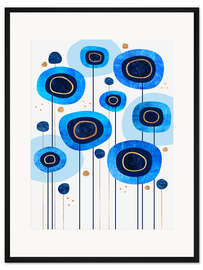 Gerahmter Kunstdruck Floral Blues