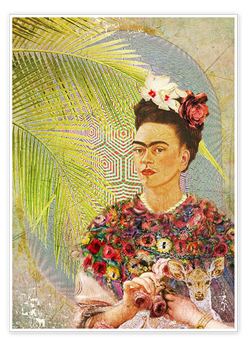 Poster Frida Kahlo with fawn