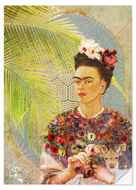 Sticker mural Frida Kahlo avec un faon