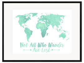 Framed art print World map in mint