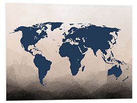 Foam board print World Map Navy