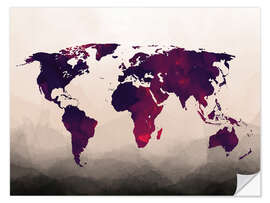 Wall sticker World Map Red Purple