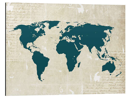 Cuadro de aluminio Vintage Map Teal