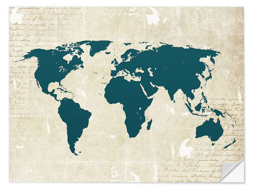 Vinilo para la pared Vintage Map Teal