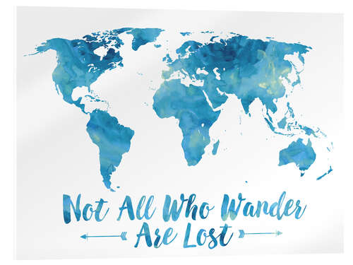 Akryylilasitaulu World map in blue