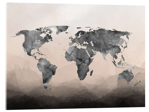 Cuadro de metacrilato Mapa del mundo gris