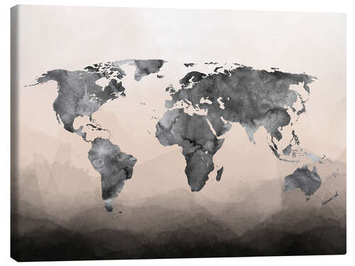 Lienzo Mapa del mundo gris