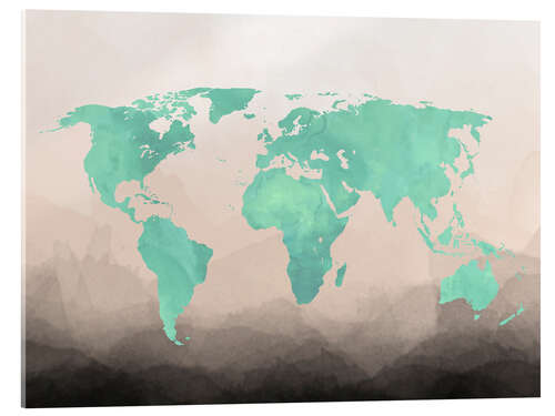 Obraz na szkle akrylowym Mint Watercolor Map