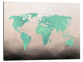 Stampa su alluminio Mint Watercolor Map