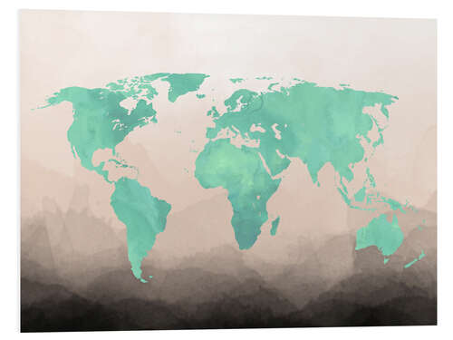 Foam board print Mint Watercolor Map