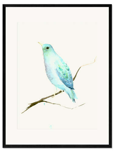 Inramat konsttryck Turquoise Blue Bird