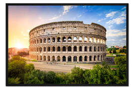 Gerahmter Kunstdruck Kolosseum in Rom Italien bei Sonnenuntergang