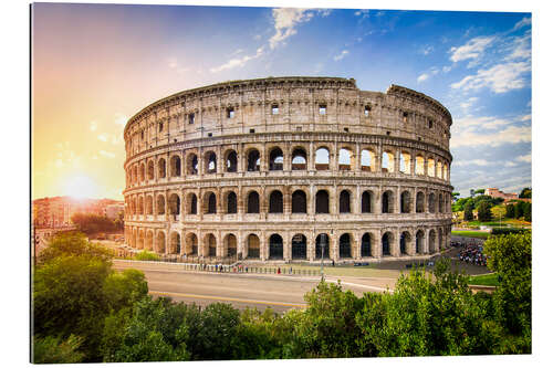 Tableau en plexi-alu Colisée à Rome au coucher du soleil 