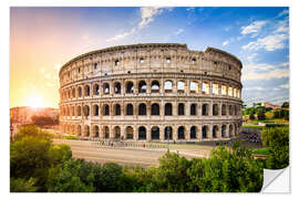 Selvklebende plakat Colosseum ved solnedgang i Roma, Italia