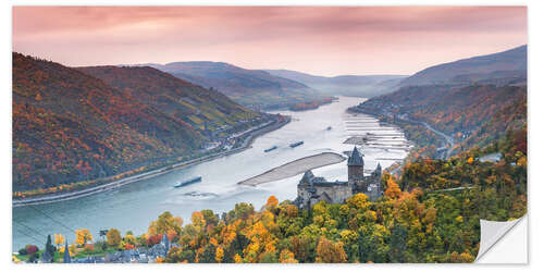 Sticker mural Burg Stahleck on the river Rhine in autumn, Germany