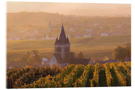 Akrylbilde Autumn vineyards near Ville Dommange in Champagne, France