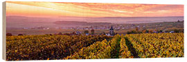 Trätavla Panoramic of autumn vineyards near Ville Dommange in Champagne, France