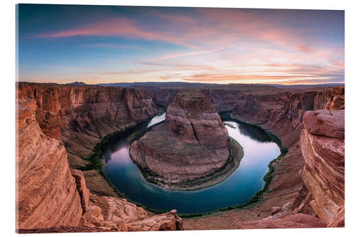 Acrylglasbild Berühmten Horseshoe Bend auf dem Fluss Colorado bei Sonnenuntergang, Arizona, USA