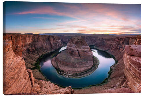 Leinwandbild Berühmten Horseshoe Bend auf dem Fluss Colorado bei Sonnenuntergang, Arizona, USA