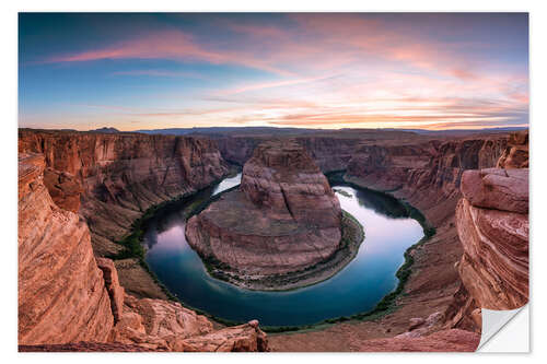 Sticker mural Célèbre Horseshoe Bend sur le fleuve Colorado au coucher du soleil, Arizona