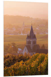 Foam board print Church and vineyards near Ville Dommange in Champagne, France