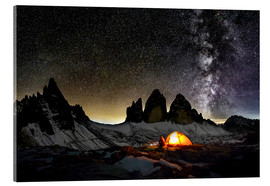 Akrylbillede Loneley camper with Milky Way at Dolomites - Dieter Meyrl