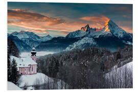 Foam board print Little church at the Watzmann