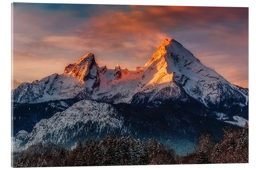 Acrylic print Alpenglow at Watzmann