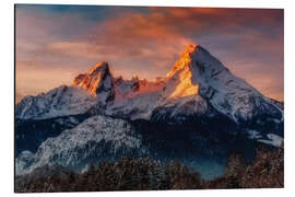 Magnettafel Alpenglühen am Watzmann