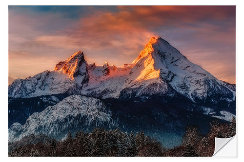 Wall sticker Alpenglow at Watzmann