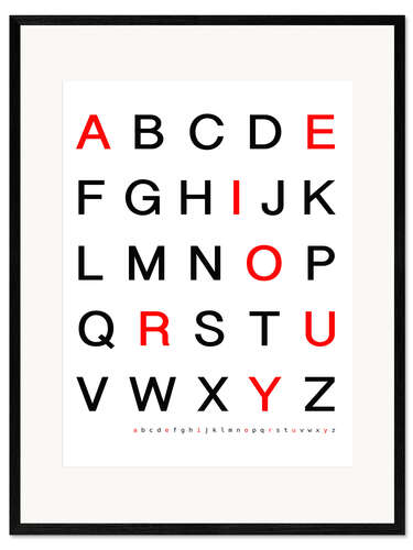 Framed art print Alphabet in black and red