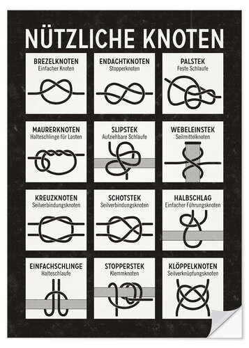 Naklejka na ścianę Useful knots (German)