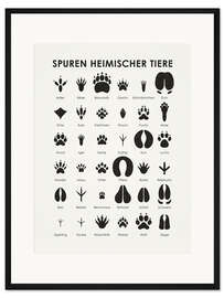 Gerahmter Kunstdruck Spuren heimischer Tiere I