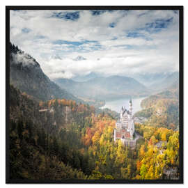 Gerahmter Kunstdruck Neuschwanstein im Herbst